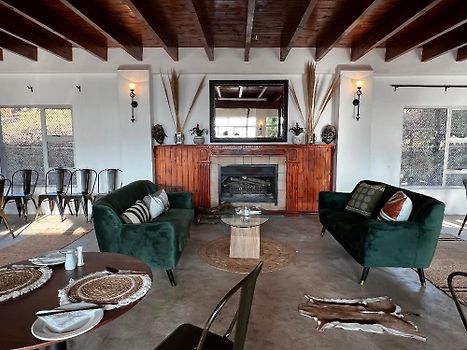 Dining area with fireplace 